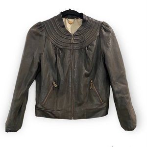 Doma Womens Brown Leather Zip Up Jacket X-Small
